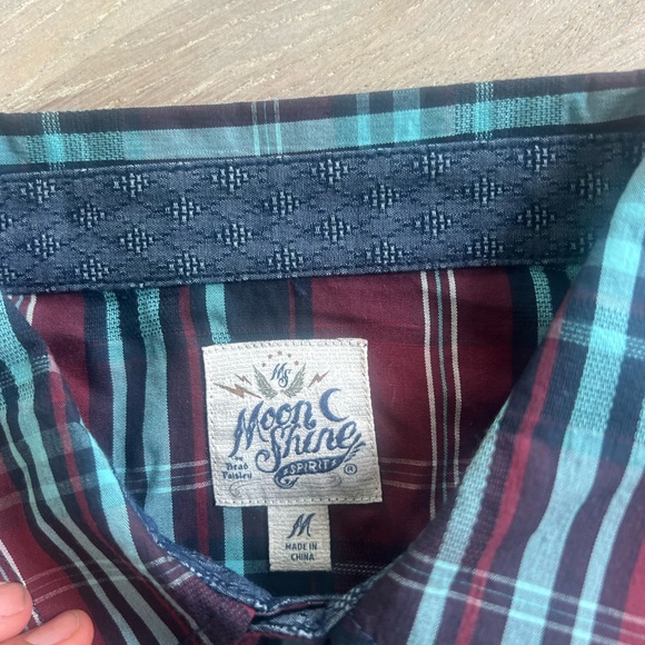 ✨ Moonshine fire started long sleeve plaid button down. - Picture 7 of 8